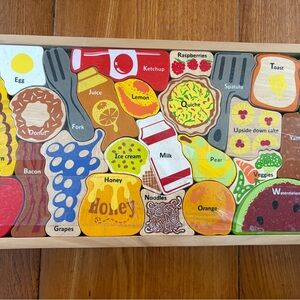 Colorful Wooden Food Puzzle/Stove on back